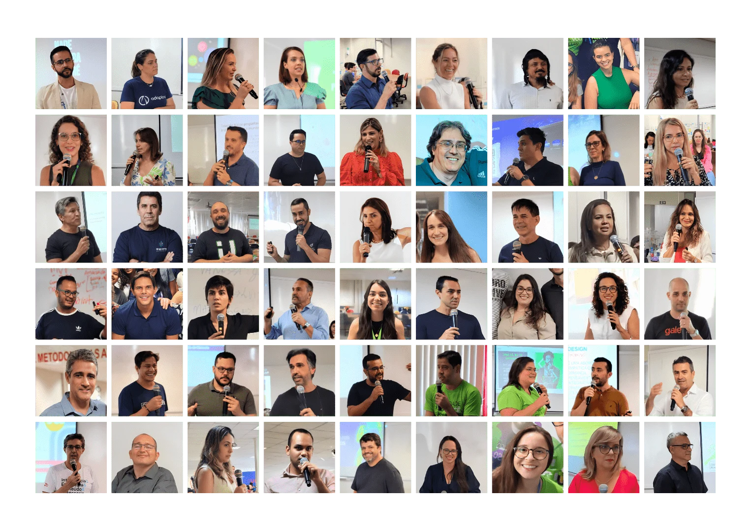 Mosaico com fotos de voluntários do Programa Carreira